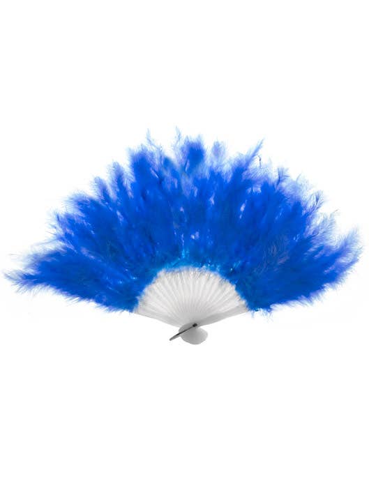 Hand Held Blue Feather Costume Fan