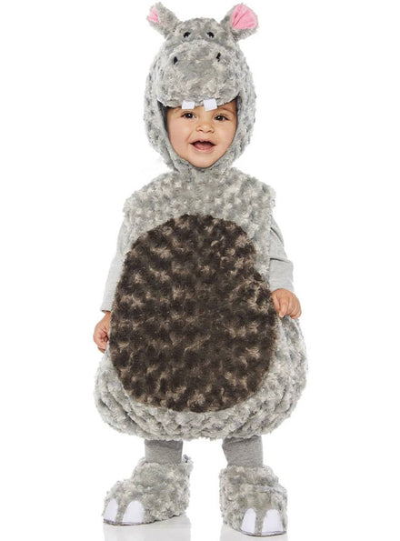 Image of Fluffy Grey Hippo Infant Kids Belly Baby Costume