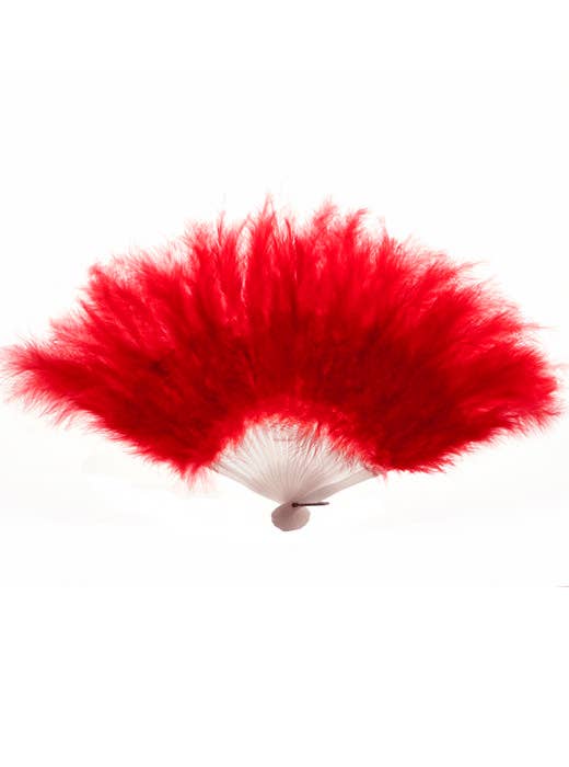 Hand Held Red Feather Costume Fan