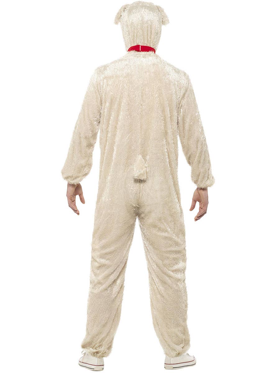 Image of Fluffy Cream Lamb Men's Onesie Costume - Back Image