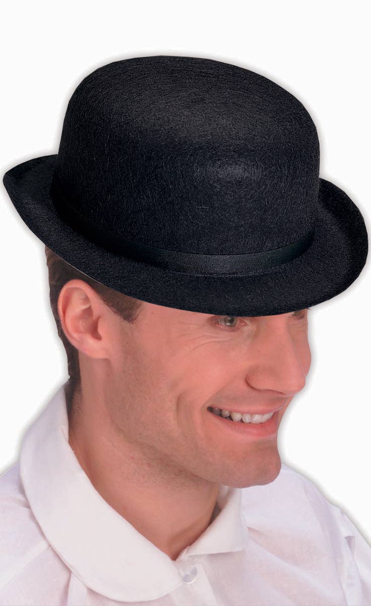 Men's Black Derby Day Bowler Hat Costume Accessory Main Image