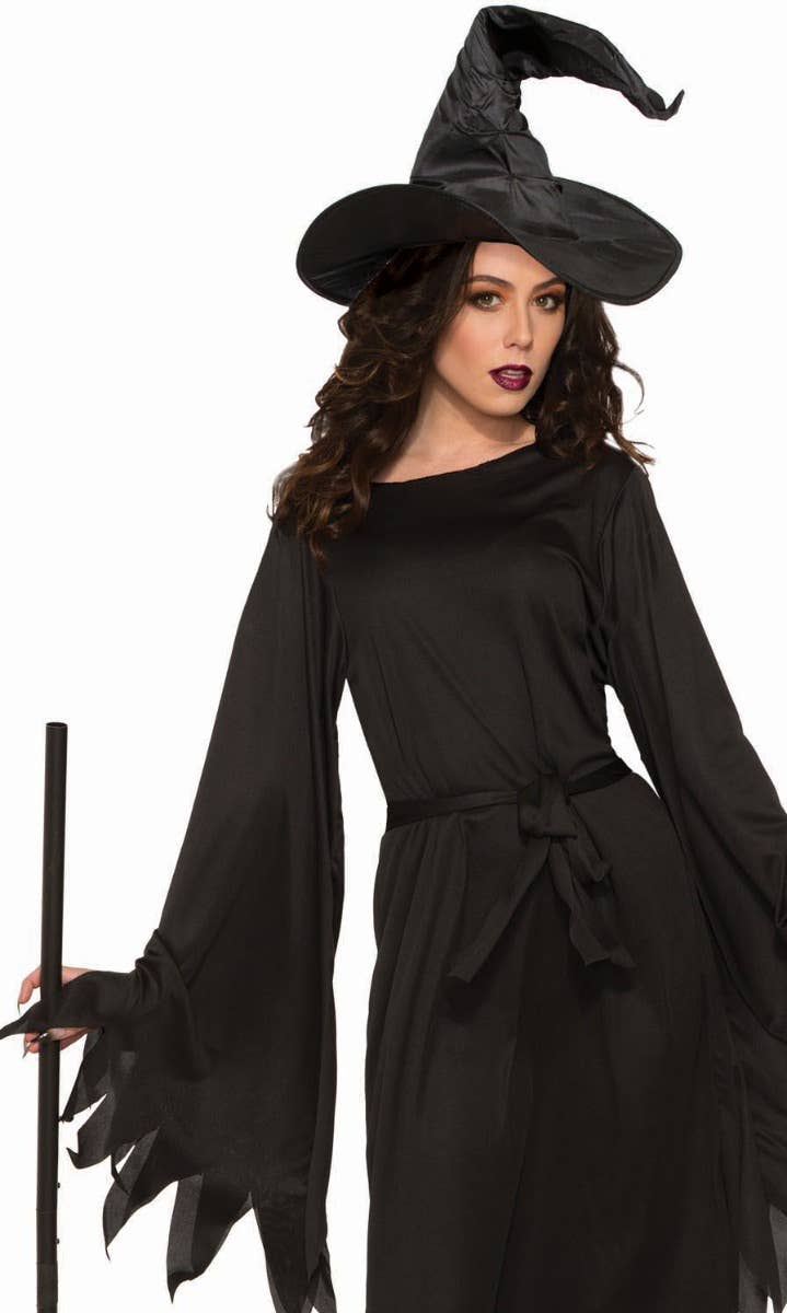 Women's Basic Black Witch Halloween Fancy Dress Costume Close Image