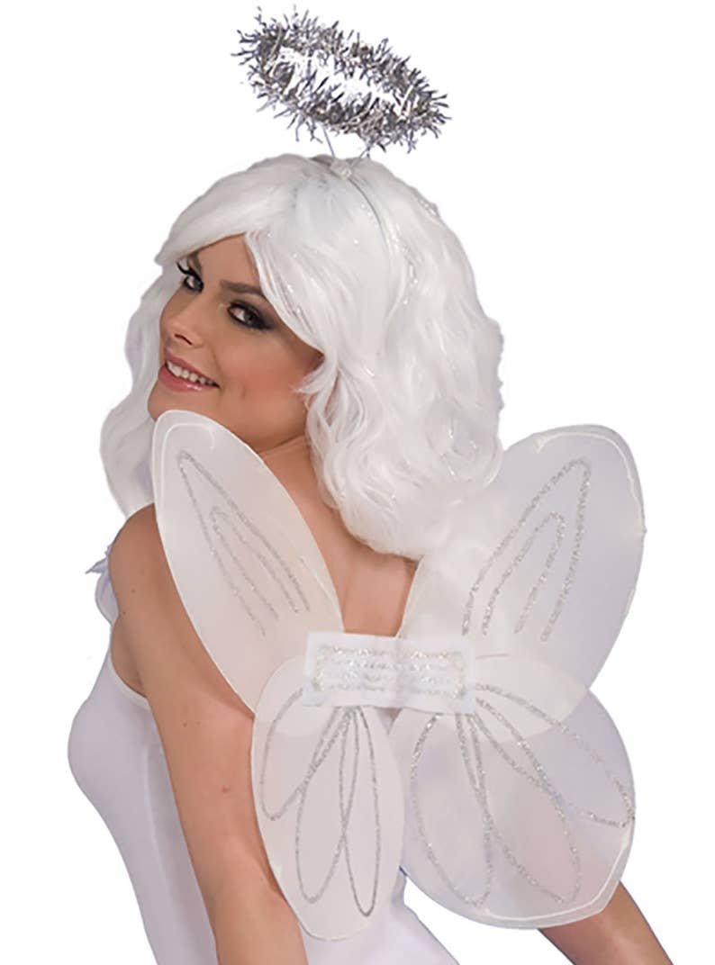 White Angel Wings and Tinsel Halo Set