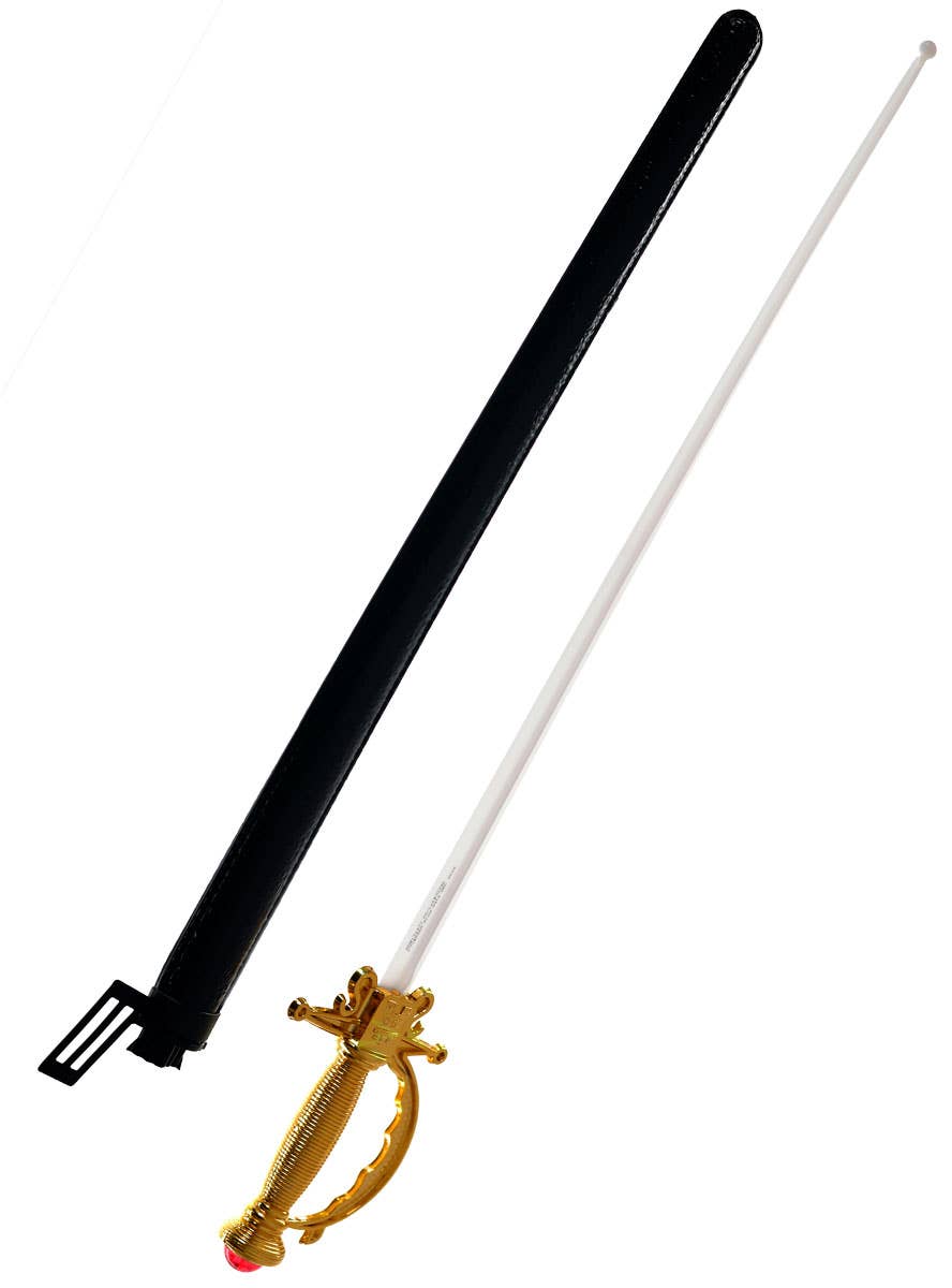 Gold and White Pirate Cutlass with a Jewelled Handle and Scabbard - Alt Image