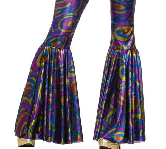 Women's Flared 70's Disco Metallic Pants