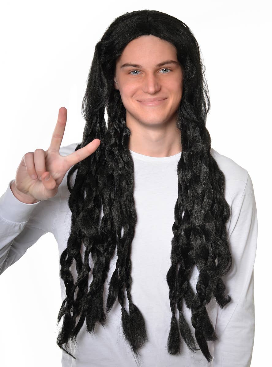 Image of Rasta Long Black Braided Adults Costume Wig