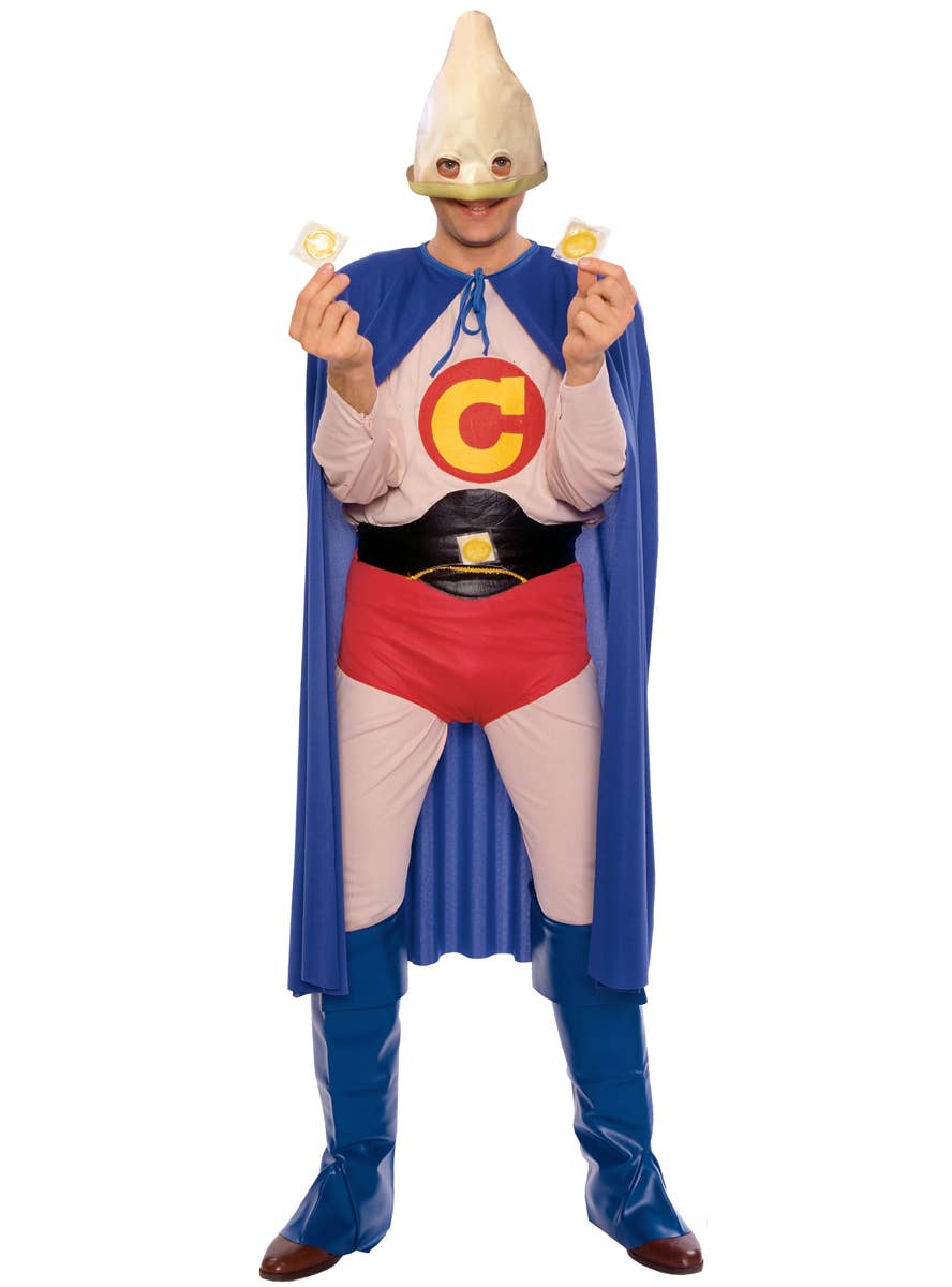 Mens Funny Captain Condom Superhero Costume