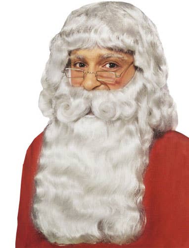 High Quality Off White Santa Claus Costume Wig and Beard Set