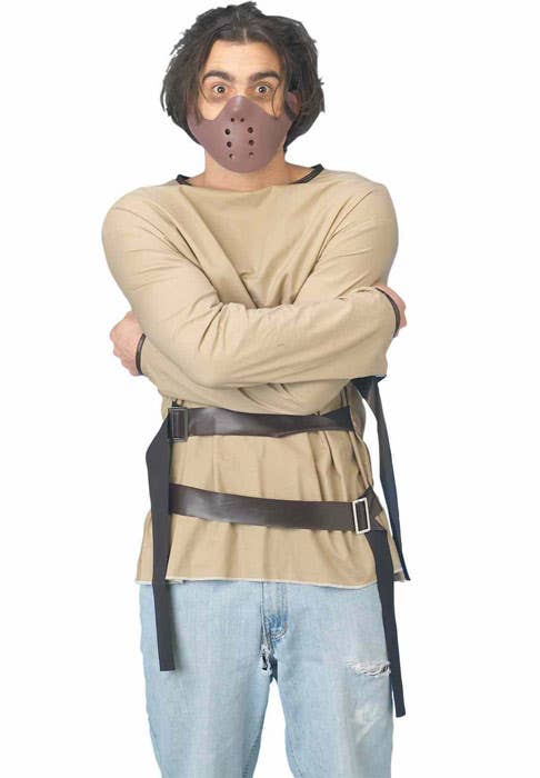 Hannibal Lecter Men's Beige Prisoner Straitjacket Halloween Costume - Main Image