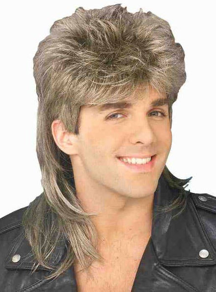 Men's 80's Heart Throb Mullet Costume Ash Blonde Wig - Main Image