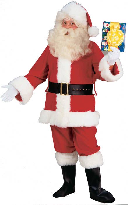Fleecy Red and White Santa Claus Men's Christmas Costume - Main Image