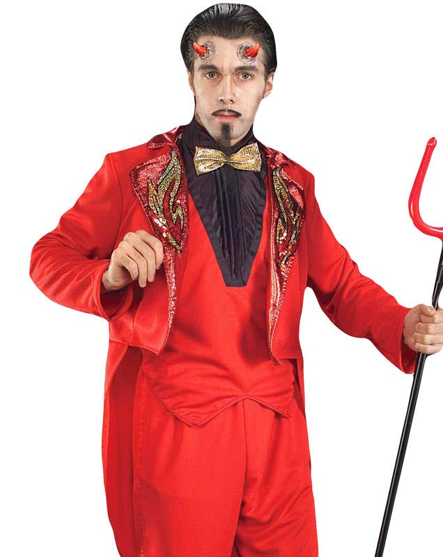 Red Devil Men's Halloween Costume Including Jacket with Tails - Alternative Image