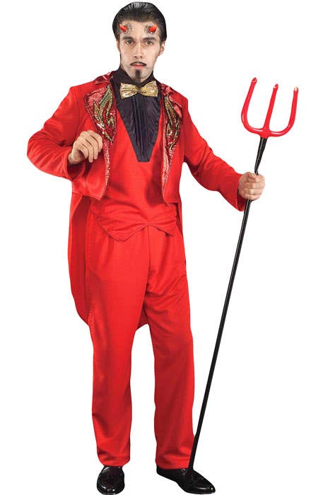 Red Devil Men's Halloween Costume Including Jacket with Tails - Main Image