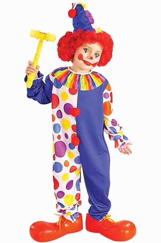 Kid's Circus Clown Rainbow Carnival Costume Front View
