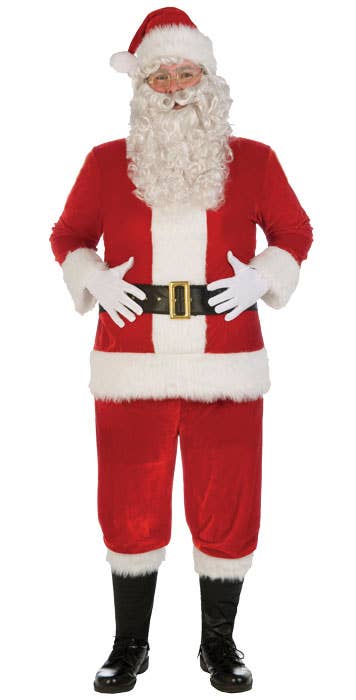 Red and White Velvet Santa Suit Christmas Costume - Main Image