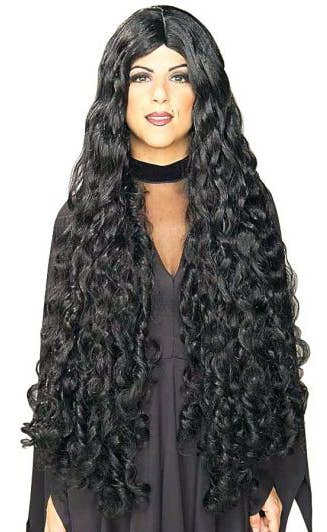 Mesmerelda Women's Extra Long Black Curly Costume Wig