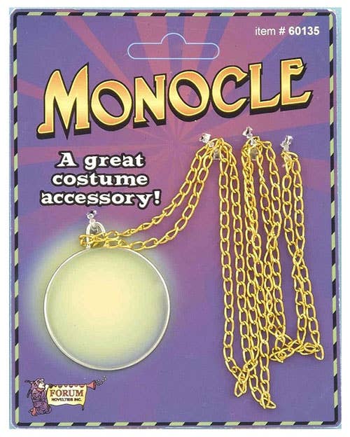 Deluxe Gentleman's Monocle With Gold Chain Costume Accessory Alternative