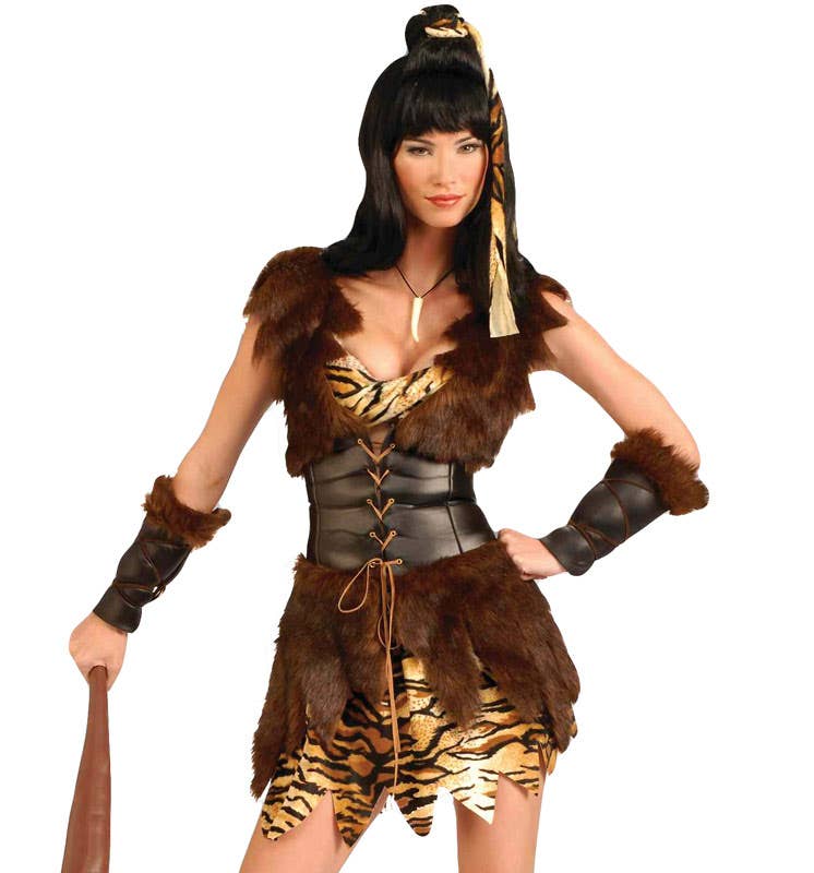 Womens Sexy Cave Suite Fancy Dress Costume - Close Image