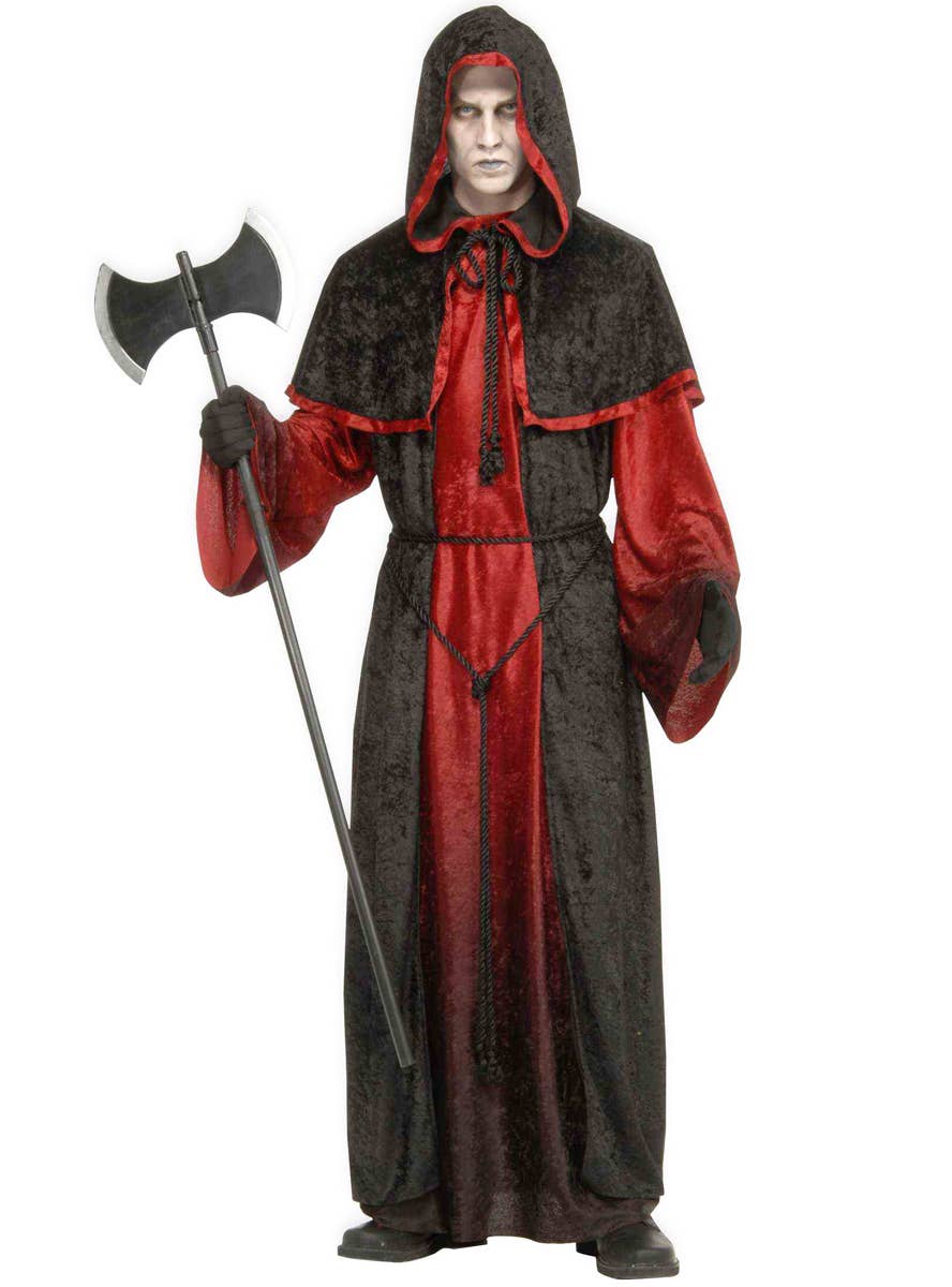 Gothic Red and Black Mens Demon Halloween Costume Robe - Main Image