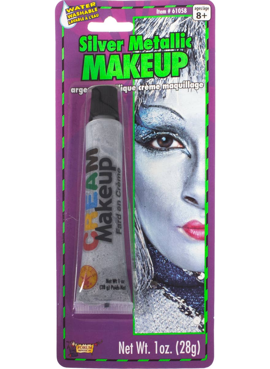 Special Effects Forum Novelties Metallic Silver Halloween Face Paint Cream Makeup Main Image