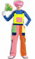 Womens Deluxe Clown Colourful Costume Overalls -  Main Image