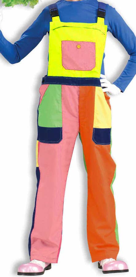 Womens Deluxe Clown Colourful Costume Overalls -  Close Image