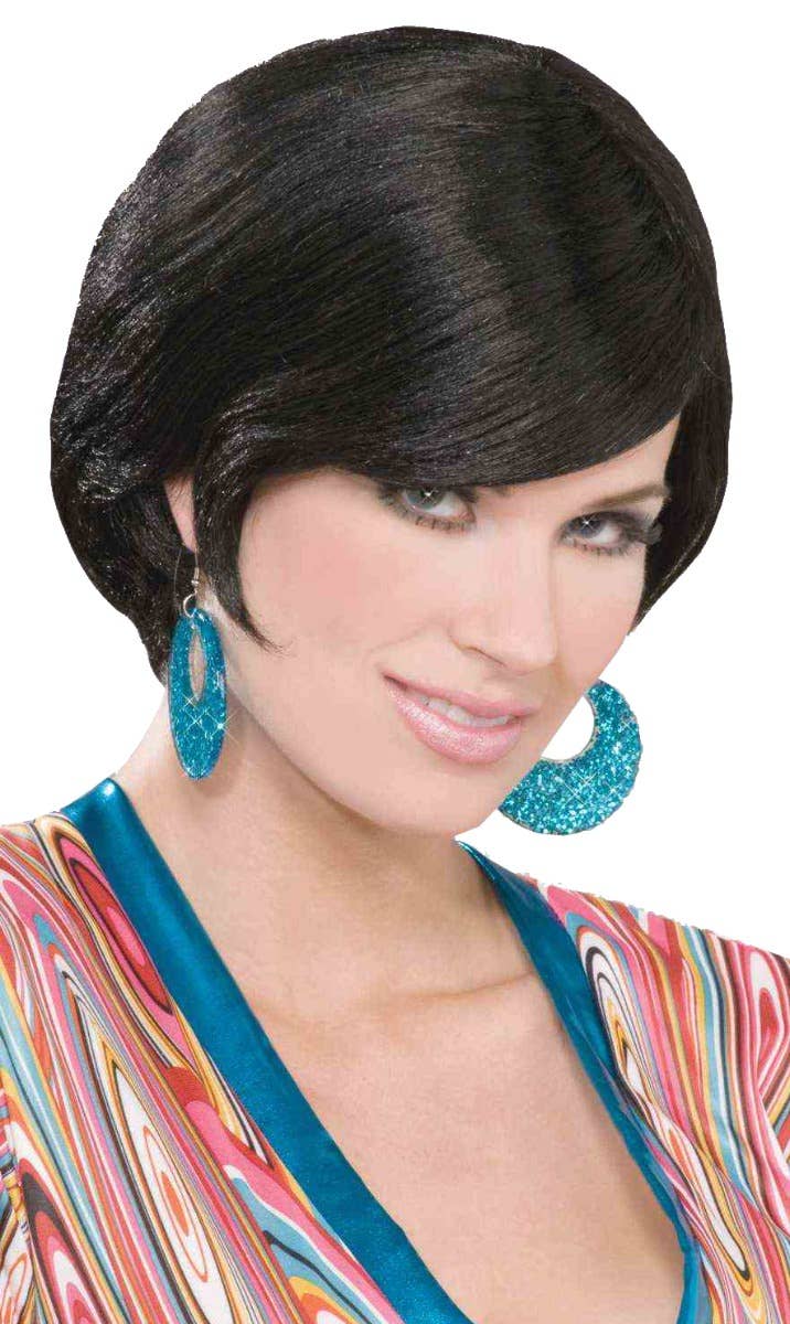 1960's Mod Women's Black Bob Costume Wig Main Image