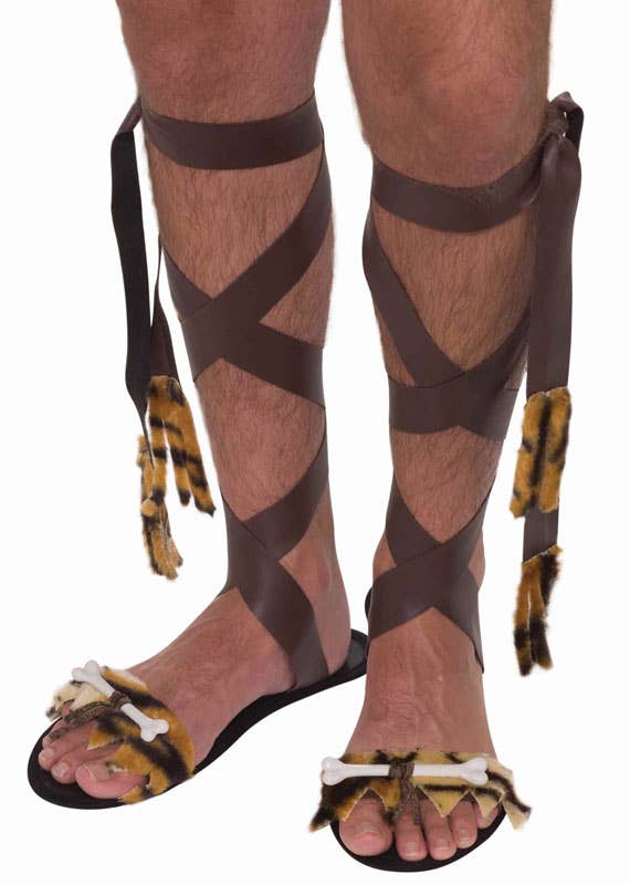 Strappy Caveman Prehistoric Bone Animal Fur Sandals Image