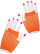 1980s Fashion Short Fishnet Fingerless Gloves Orange 80s Costume Accessory - Main Image