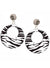 Black and White Zebra Print Clip On 80s Costume Accessory Earrings - Main Image