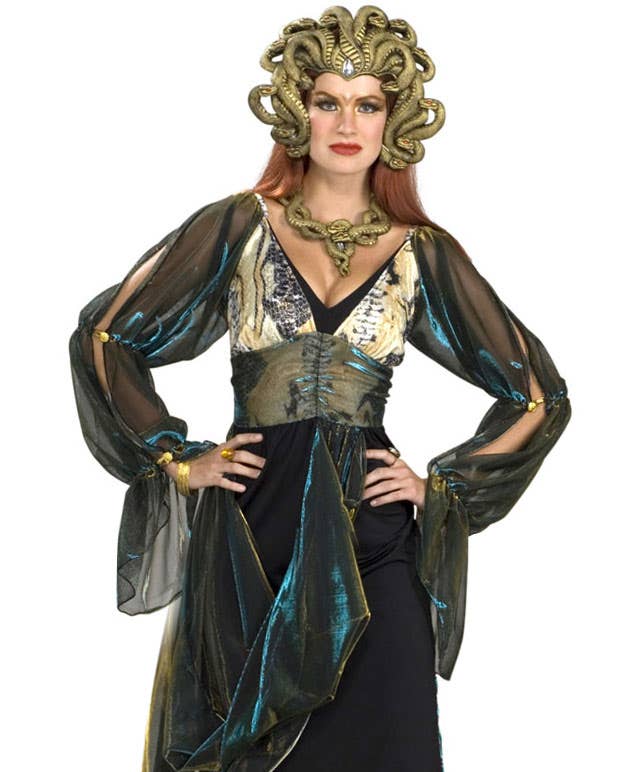 Womens Medusa Halloween Fancy Dress Costume - Close Image