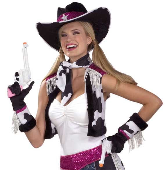 Womens Glamour Cowgirl Fancy Dress Costume - Top Image