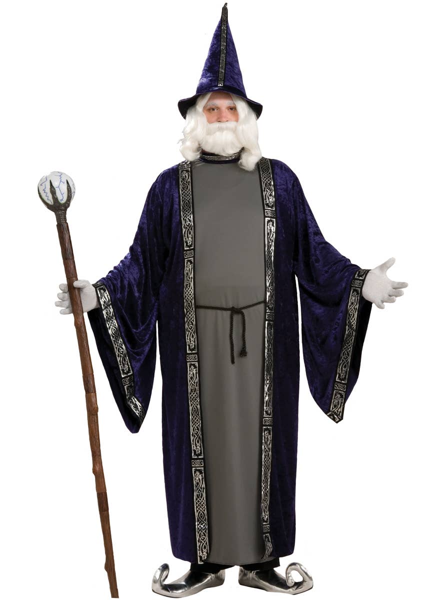 Plus Size Men's Medieval Wizard Fancy Dress Costume Front