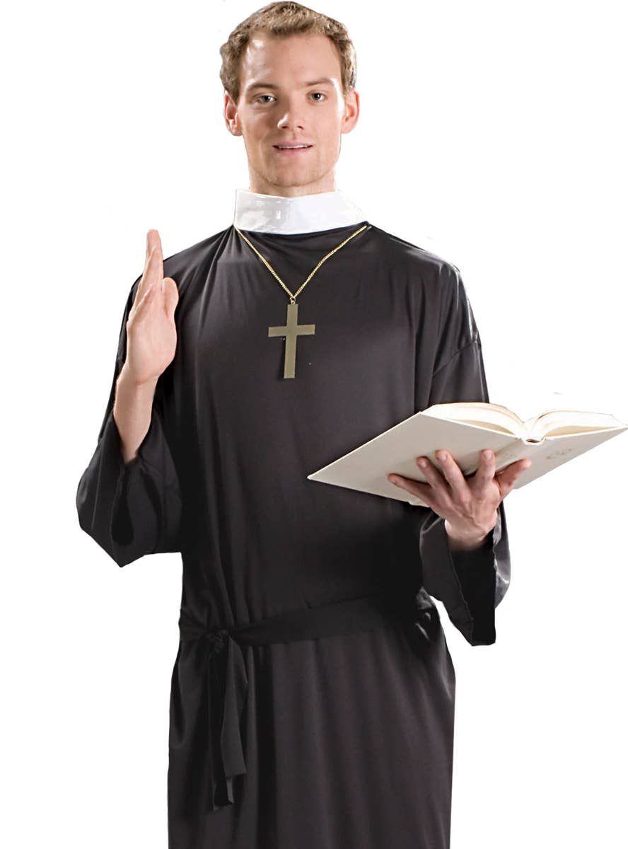 Priest Budget Men's Fancy Dress Costume Close uP