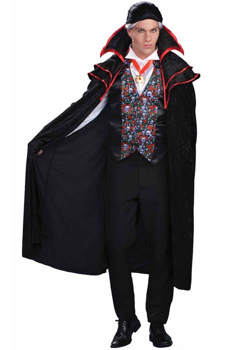 Sweeping Black Victorian Vampire Men's Halloween Costume - Main Image