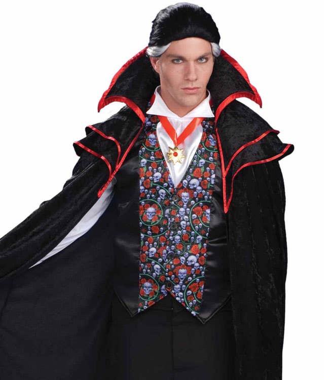 Sweeping Black Victorian Vampire Men's Halloween Costume - Alternative Image