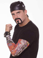Biker Costume Accessory Set with Tattoo Sleeve, Hat and Goatee
