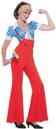 Rosie The Riveter Women's 1940's Red and Blue Fancy Dress Costume Front View