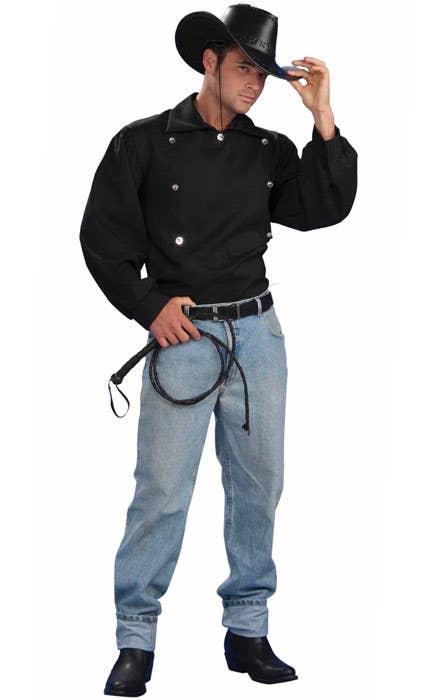 Men's Black Texan Cowboy Costume Shirt - Main Image