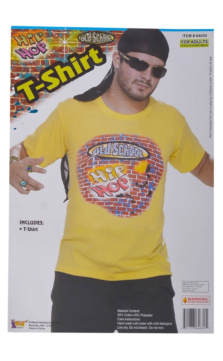 Men-s Yellow Old School Hip-Hop Gangster Costume T-Shirt Packet Image