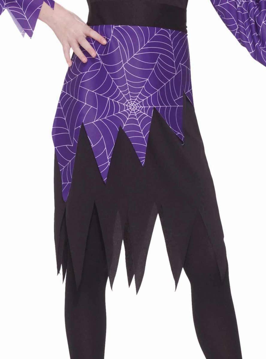 Girls Purple and Black Spider Witch Fancy Dress Costume - Bottom Image