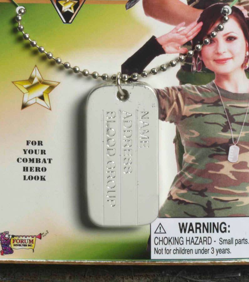 Silver Identification Army Dog Tags on Chain Necklace - Alternative View