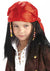 Boy's Long Black Pirate Costume Wig with Beads and Attached Bandana