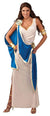 Greek Goddess Women's White Blue Gold Toga Fancy Dress Costume Front
