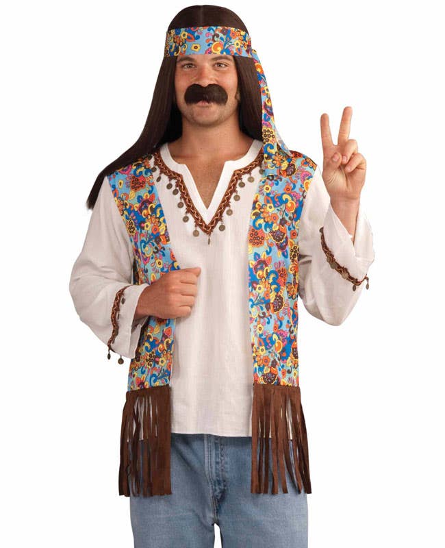 Groovy Hippie Men's Psychedelic 60's Costume - Close Up Image