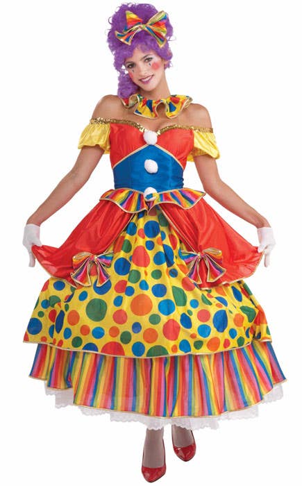 Womens Circus Clown Fancy Dress Costume - Main Image