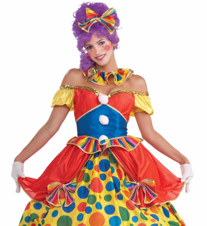 Womens Circus Clown Fancy Dress Costume - Clos e Image