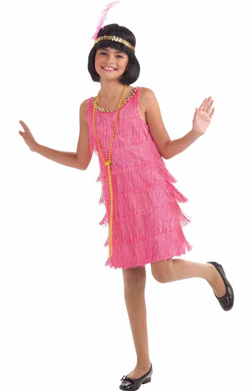 Girls Pink Flapper Dress 1920s Costume - Front View