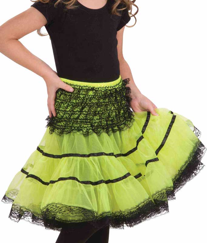 Girl's Ruffled Green and Black Costume Petticoat Front