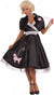 Womens Black Poodle 50s Skirt Fancy Dress Costume - Front View